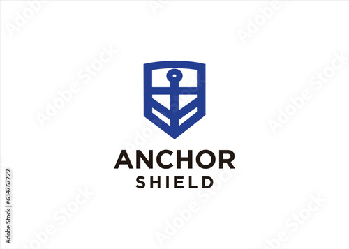 navy badge logo design with anchor and shield symbol