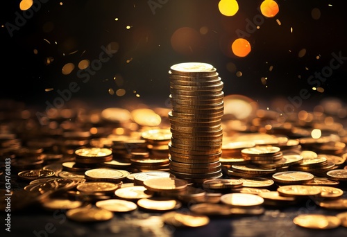 stack of gold coins on table