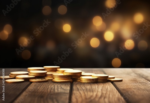 stack of gold coins on table