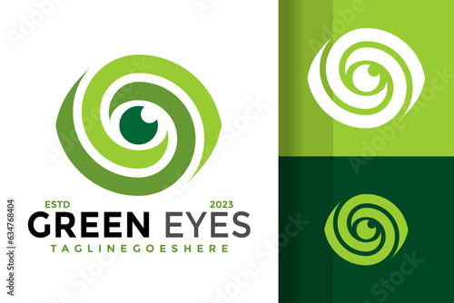 Green Eye Illusion logo design vector symbol icon illustration