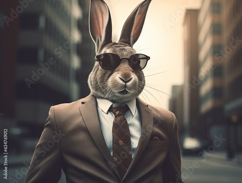 face of rabbit in suit and tie