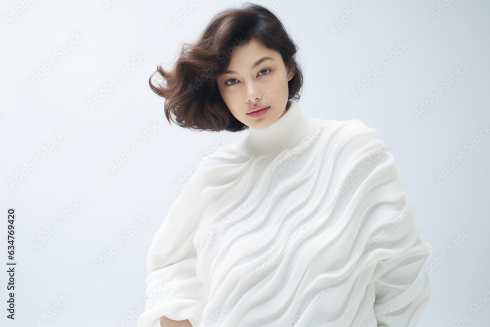 a beautiful korean woman is wearing white fabric shirt a beautiful korean woman is wearing white fabric shirt