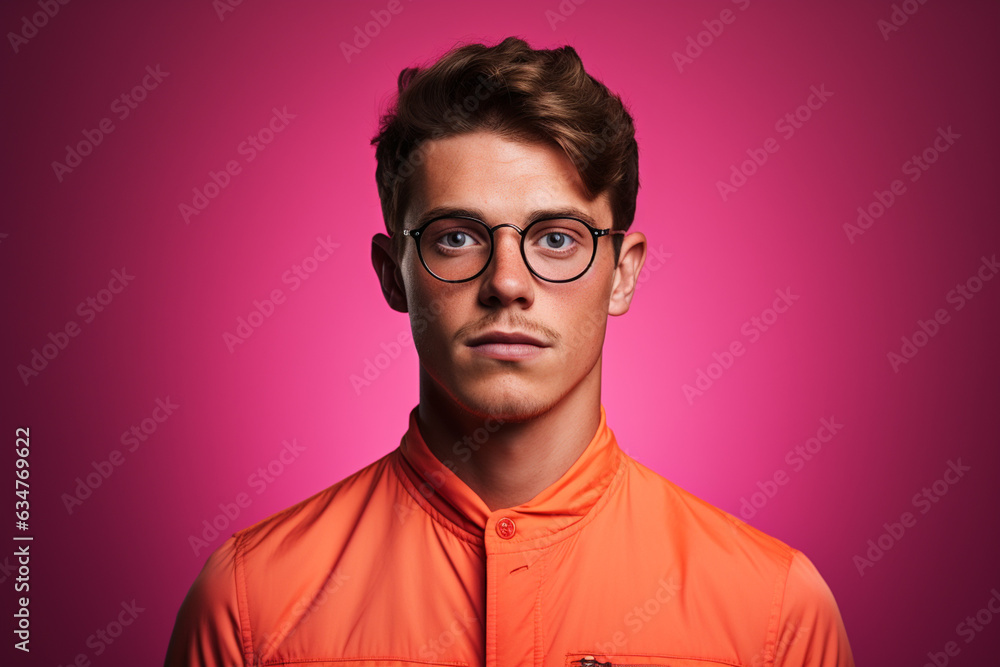 Obraz premium man wearing glasses with happiness on a bright background