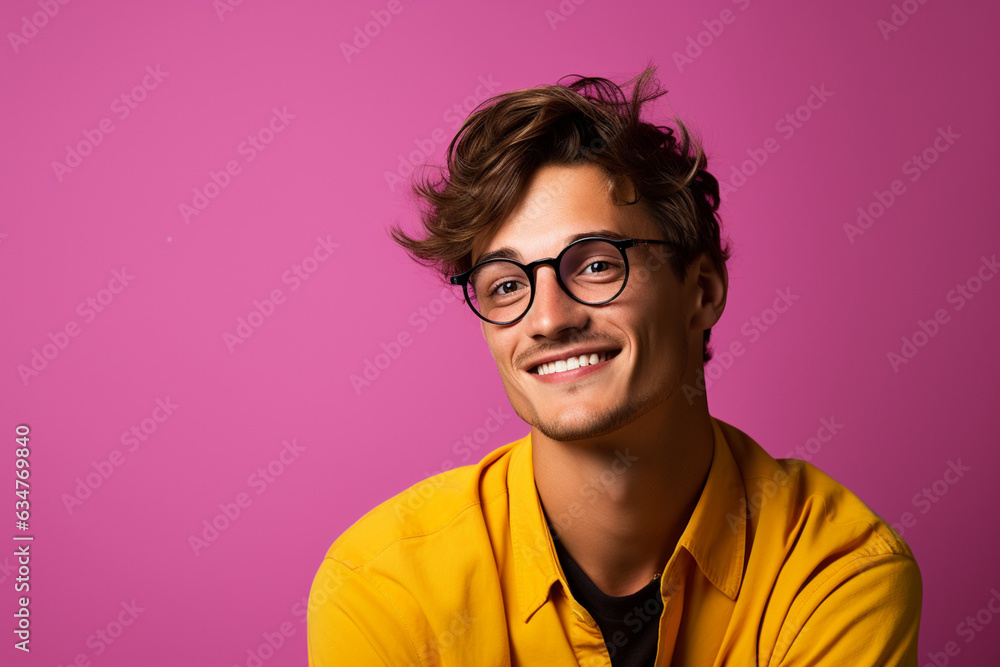 man wearing glasses with happiness on a bright background man wearing glasses with happiness on a bright background