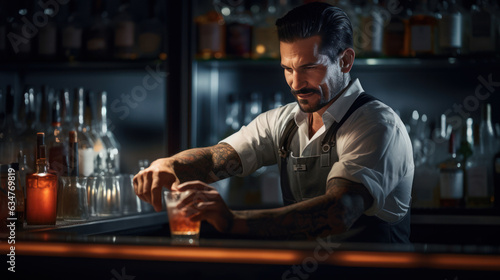 Cool male bartender serving craft beer at the bar © EmmaStock
