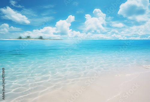 sunny beach scene with an ocean © alexxndr
