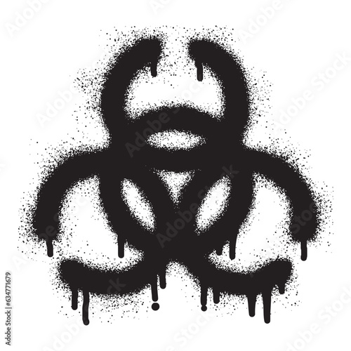 Biohazard icon graffiti with black spray paint