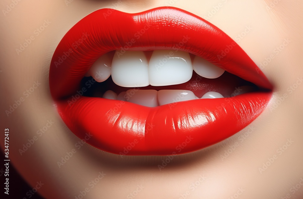 smile with white teeth and red lips smile with white teeth and red lips