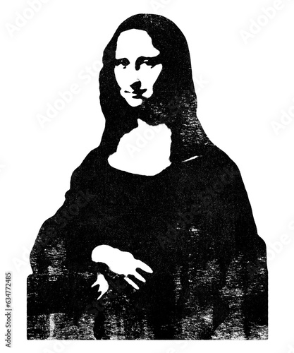 Cuadro en lienzo Grunge stencil stamp of Leonardo da Vinci’s Mona Lisa with distressed texture is