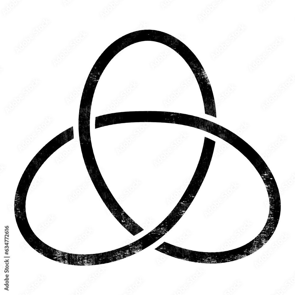 Trefoil knot symbol stamp with distressed grunge texture isolated on transparent background Trefoil knot symbol stamp with distressed grunge texture isolated on transparent background