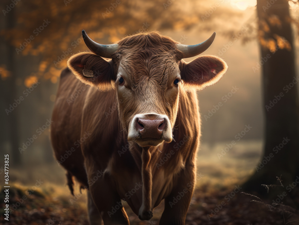 Naklejka premium Cattle portrait created with Generative AI technology