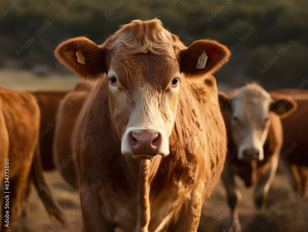 Cattle portrait created with Generative AI technology Cattle portrait created with Generative AI technology
