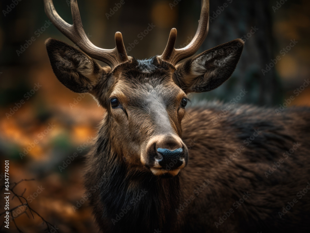 Elk portrait created with Generative AI technology Elk portrait created with Generative AI technology