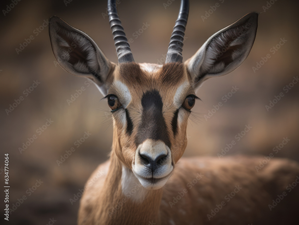 Gazelle portrait created with Generative AI technology Gazelle portrait created with Generative AI technology