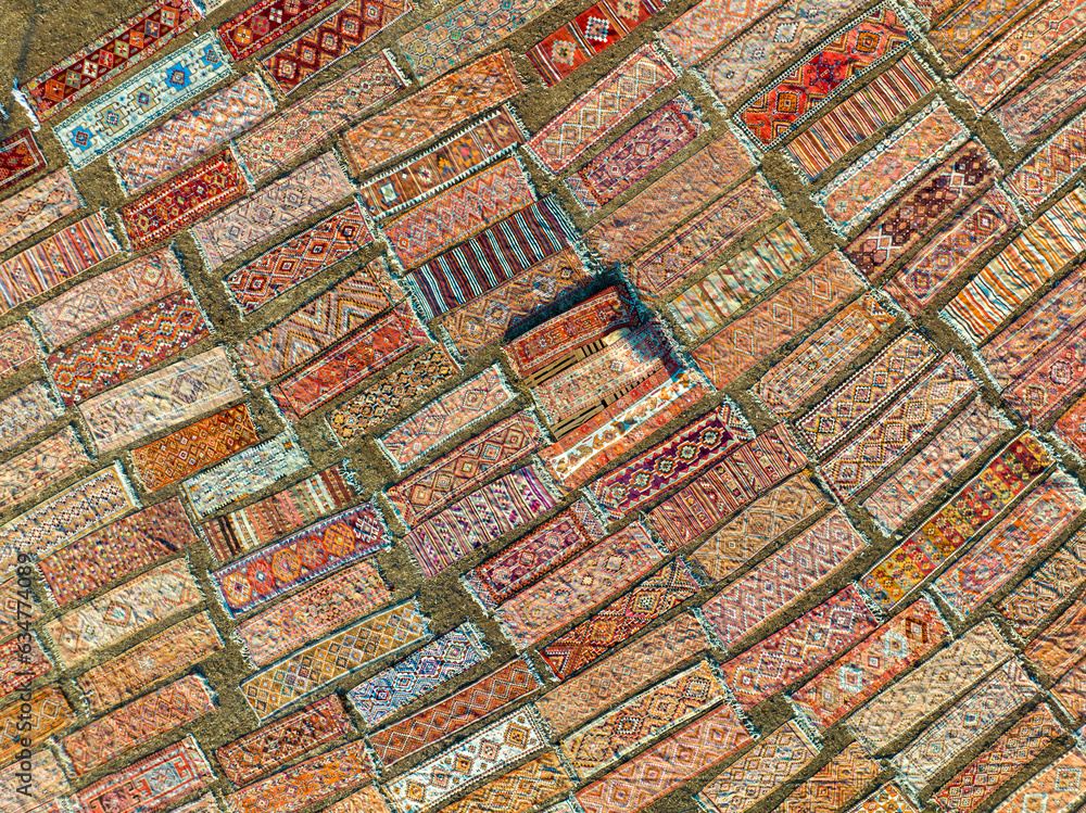Fototapeta premium Carpet Fields in the Summer Season Drone Photo, Dosemealti Antalya, Turkey (Turkiye)
