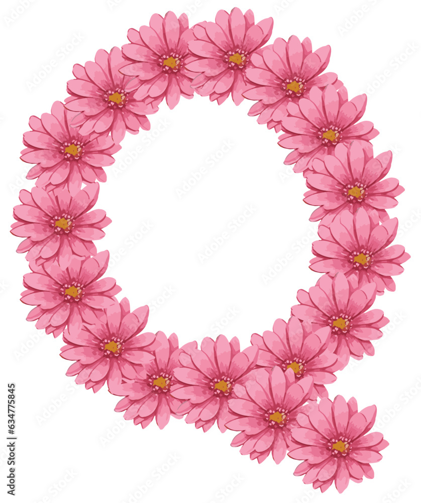 Alphabet Floral Font Q, Alphabet vector Alphabet Floral Font Q, Alphabet vector