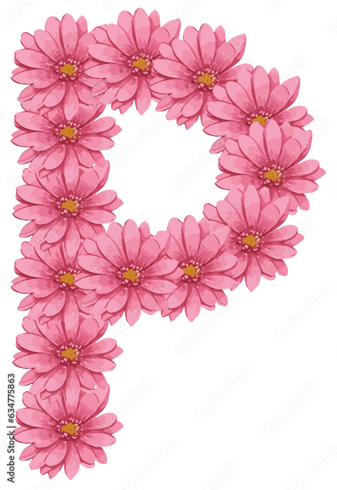 Alphabet Floral Font P, Alphabet vector