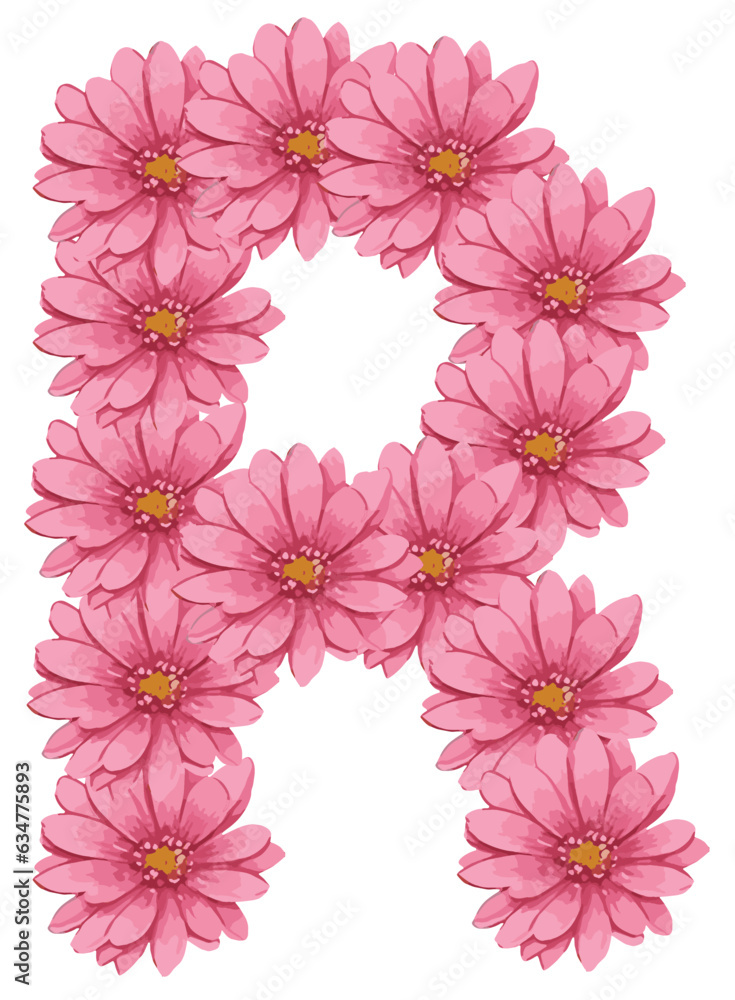 Alphabet Floral Font R, Alphabet vector