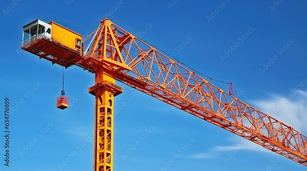 Construction crane tower against a blue sky, Generative AI