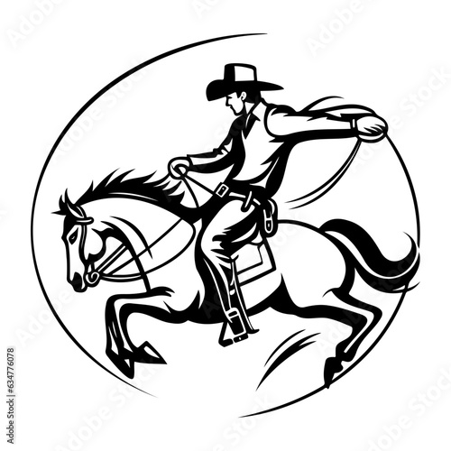Bucking horse: Cowboy riding on a bucking horse ¥