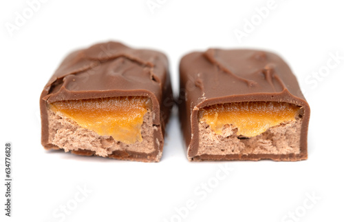 color chocolate bar on white background