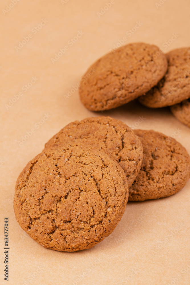 Oatmeal cookies on beige background. Oatmeal cookies on beige background.