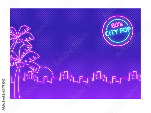 80年代シティポップネオンサイン背景横長アイコン入り2