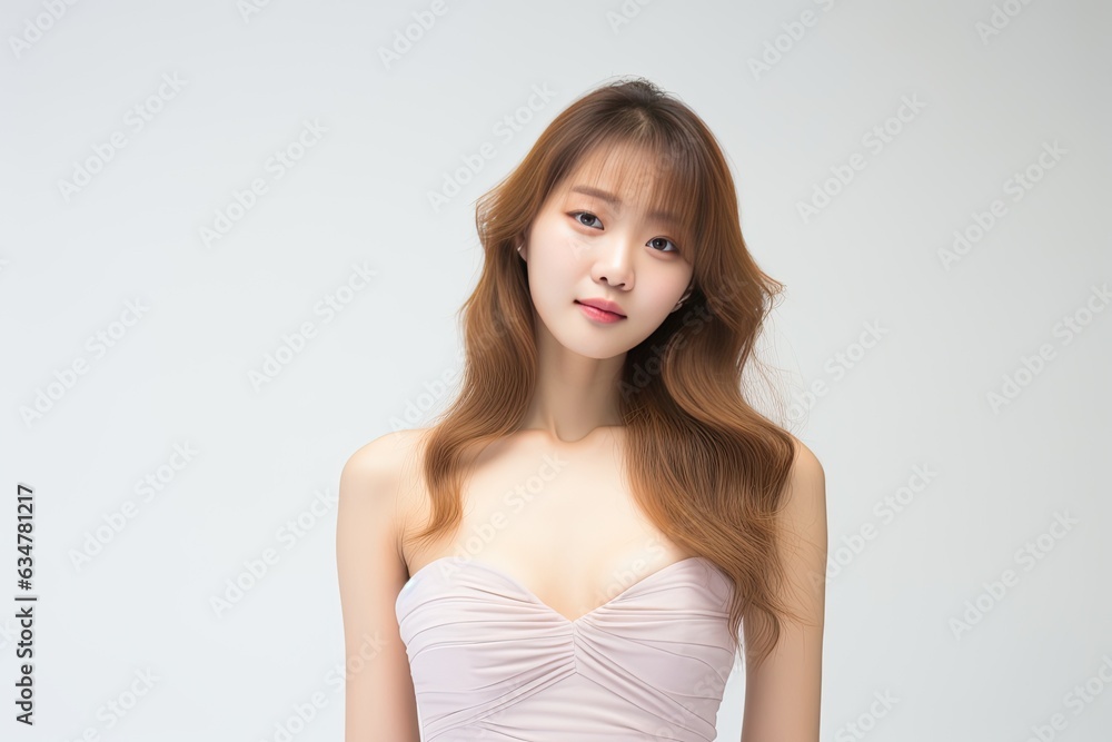 Beautiful Asian woman smiles and radiates happiness, showcasing her healthy, glowing skin. Generative AI Beautiful Asian woman smiles and radiates happiness, showcasing her healthy, glowing skin. Generative AI