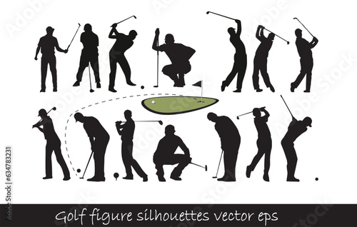 Golf player silhouette vector eps with white background