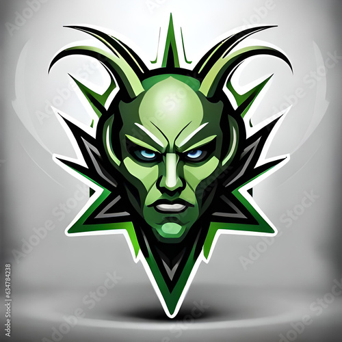 Green Devil Vector illustrations for your work Logo, mascot merchandise t-shirt, stickers and Label designs, poster, greeting cards advertising business company or brands. Generative AI photo