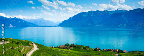 Panorama scene of Geneva Lake, Switzerland