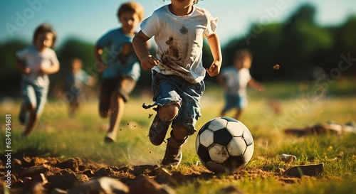 Enthusiastic Youngsters Take on the Soccer Field. Generative AI