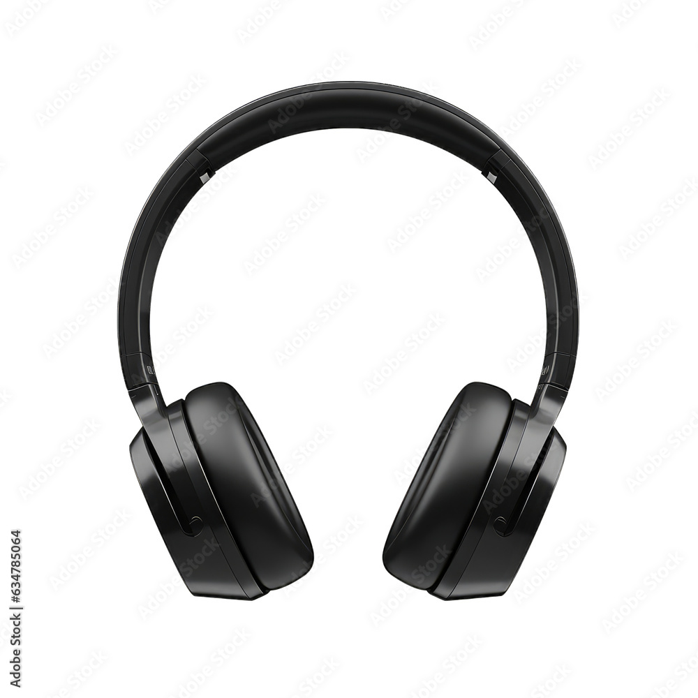 Fototapeta premium Black headphone isolate on transparent background