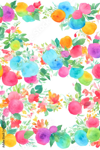 Watercolor party decoration vibrant with flower clipart on transparent background