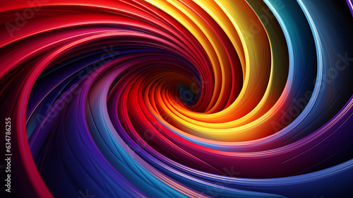 Multicolored swirl of lines 3d rendering in papercut style. Generative AI