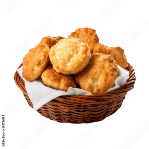 Basket of Buttermilk Biscuits Isolated on a Transparent Background