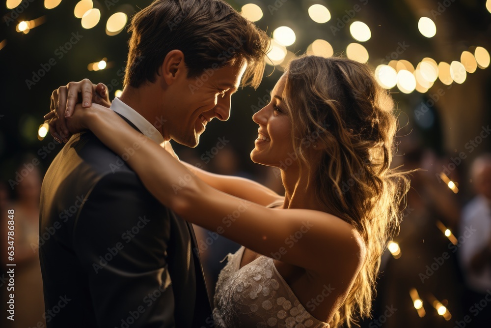 Bride and Groom's First Dance Under Twinkling Lights Bride and Groom's First Dance Under Twinkling Lights