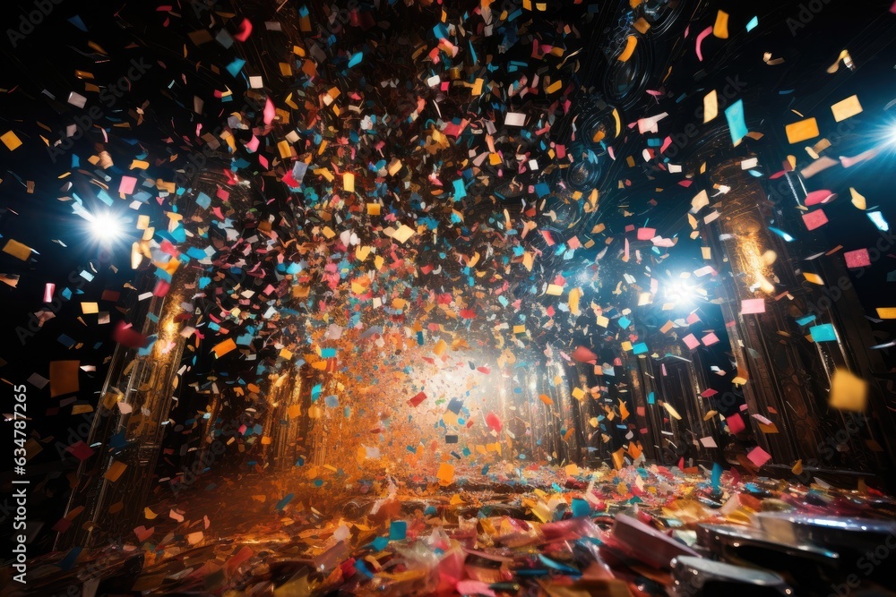 Colorful Confetti Explosion at New Year's Party