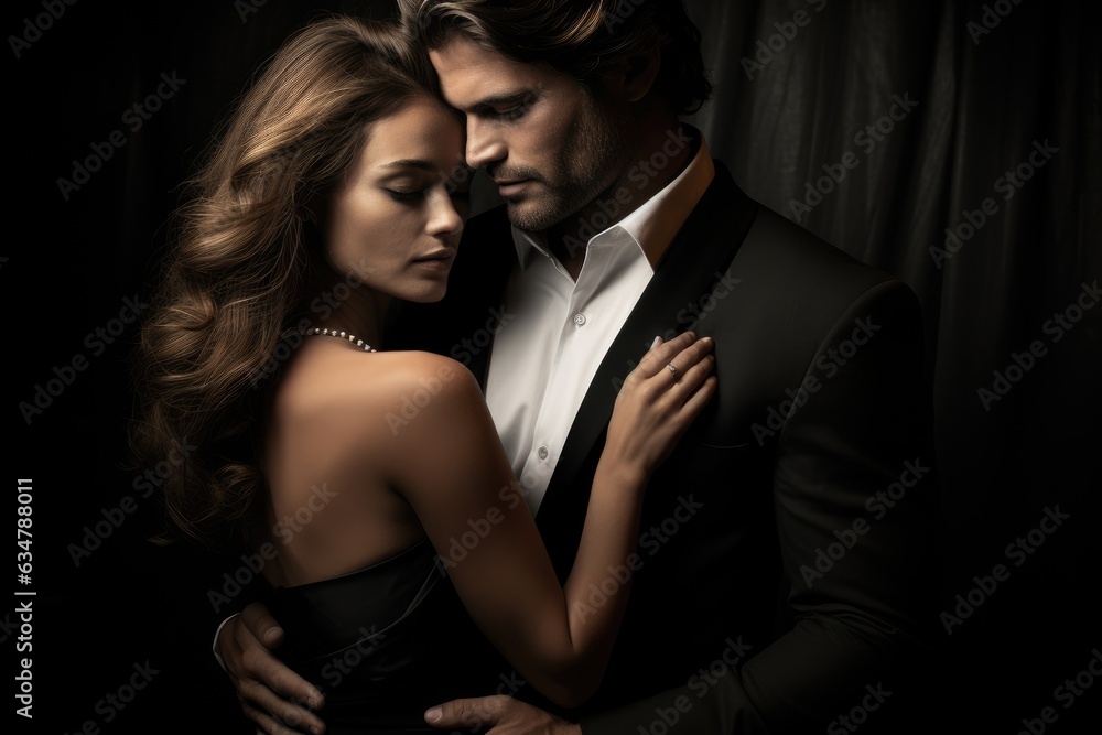 Embracing Couple in Classic Black and White Embracing Couple in Classic Black and White