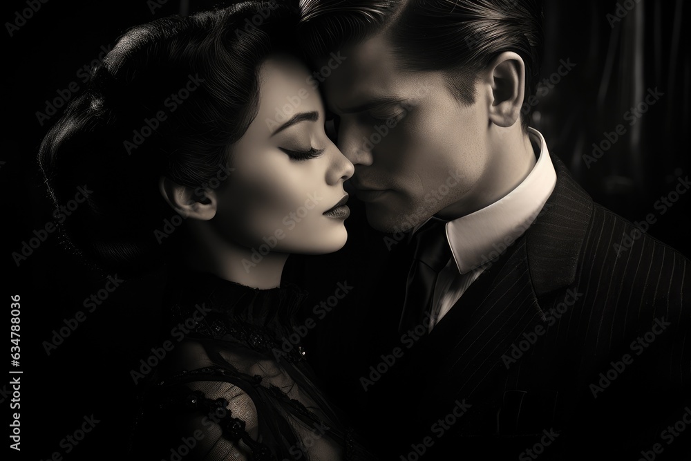 Embracing Couple in Classic Black and White Embracing Couple in Classic Black and White
