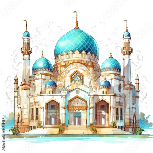 House anime style, House muslim architecture white background high quality ai image generated