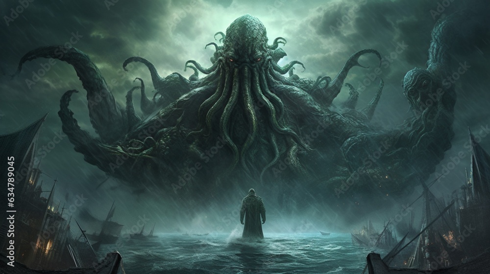 Kuthul Cthulhu drawn by Stefan Koidl.Generative AI Stock Illustration | Adobe ...