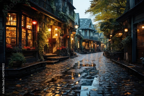 Rain-Soaked Cobblestone Streets © FryArt Studio
