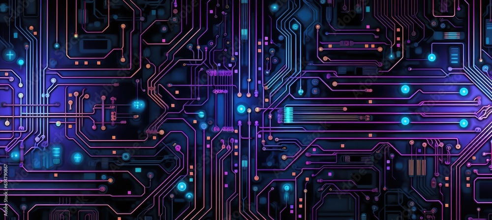 Violet Synthwave Cyberpunk Cyber Matrix Grid Tech Motherboard ...