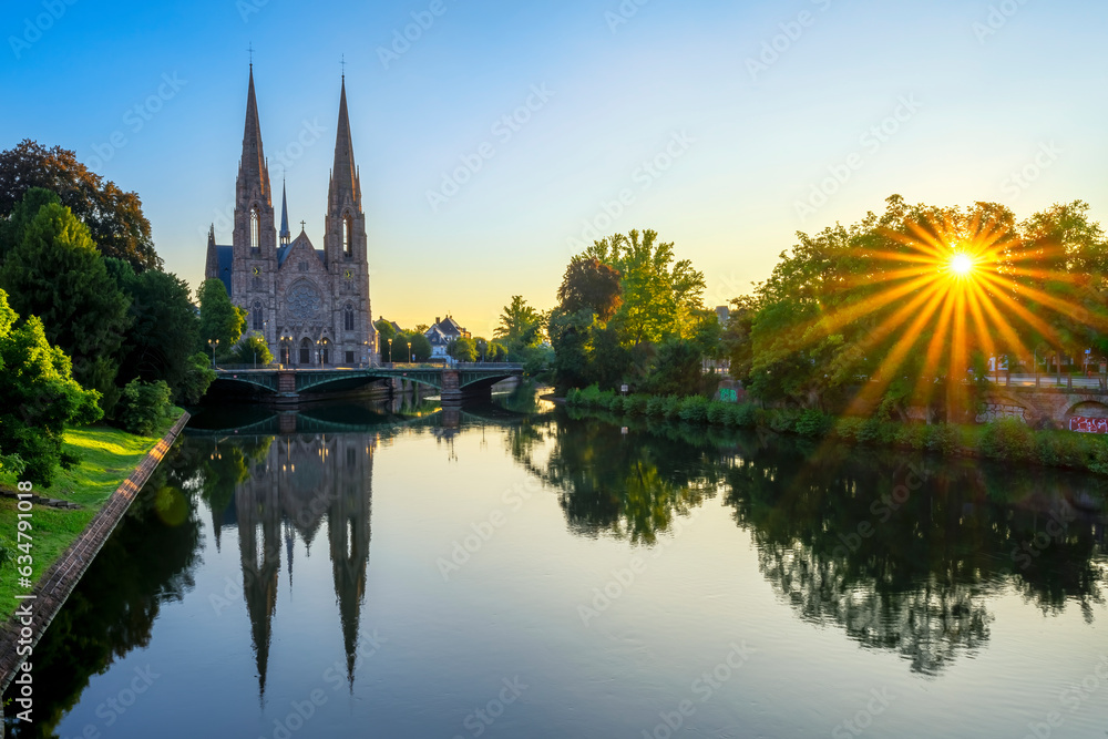 View of famous Saint-Paul church in Strasbourg, France