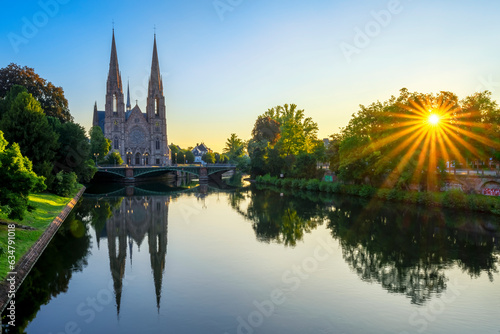 View of famous Saint-Paul church in Strasbourg, France photo