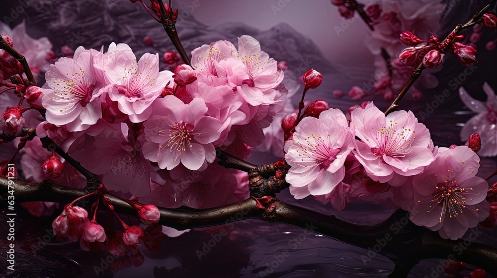 Sakura flowers on a tree, generated by AI