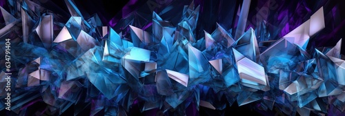 Abstract 3d rendering of chaotic low poly shape. Futuristic background design.