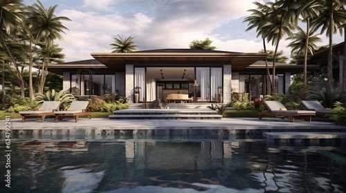 Minimalist interior villa in Bali  generated by AI