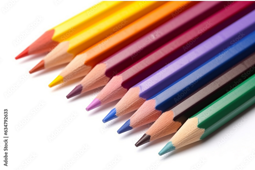 Color pencils isolated on a white background.Generative Ai. Color pencils isolated on a white background.Generative Ai.